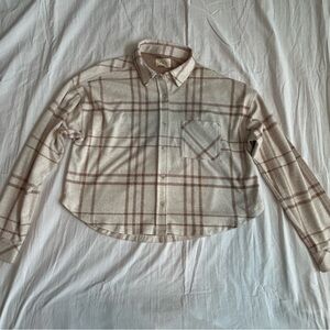 Thread & Supply Beige and White Plaid Shirt